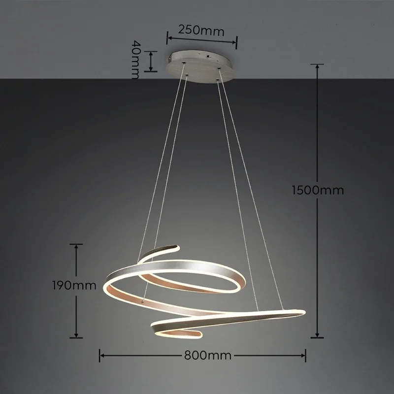 LED hanglamp Arlington, lengte 80 cm, metaal, CCT de Trio en Mat nikkel – photo produit