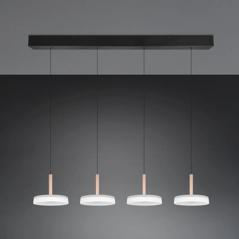 LED-Hängelampe Celeste weiß/braun 115 cm 4-flg. Glas dimmbar von Trio in Weiß, Koffiebruin, Schwarz – Produktfoto