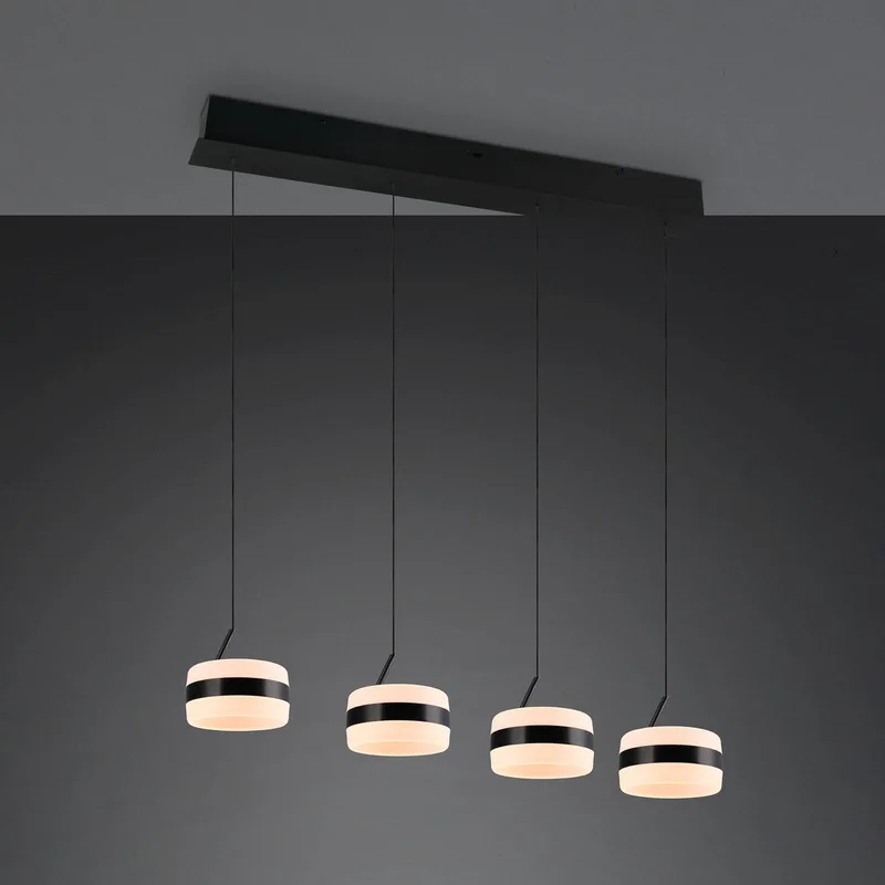 LED hanglamp Dios, lengte 85 cm, CCT, 4-lamps. de Trio en Noir – photo produit