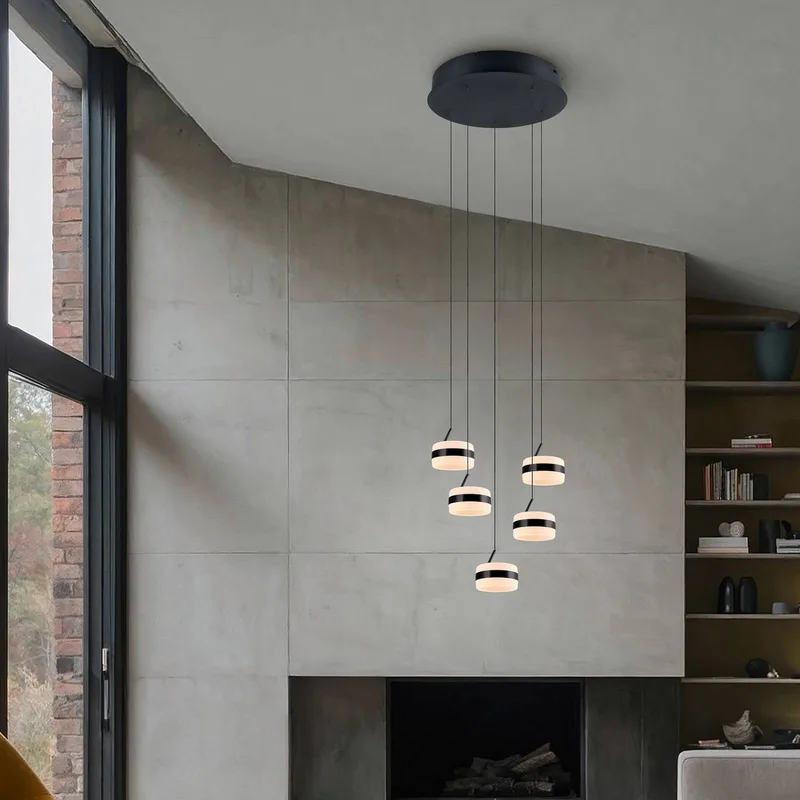 LED hanglamp Dios, nikkelkleurig, Ø 45 cm, CCT, 5-lamps. by Trio in Nikkel – product photo