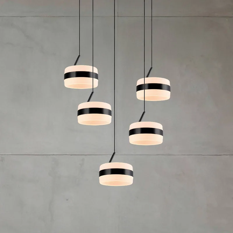 LED hanglamp Dios, Ø 45 cm, CCT, 5-lamps. de Trio en Noir – photo produit