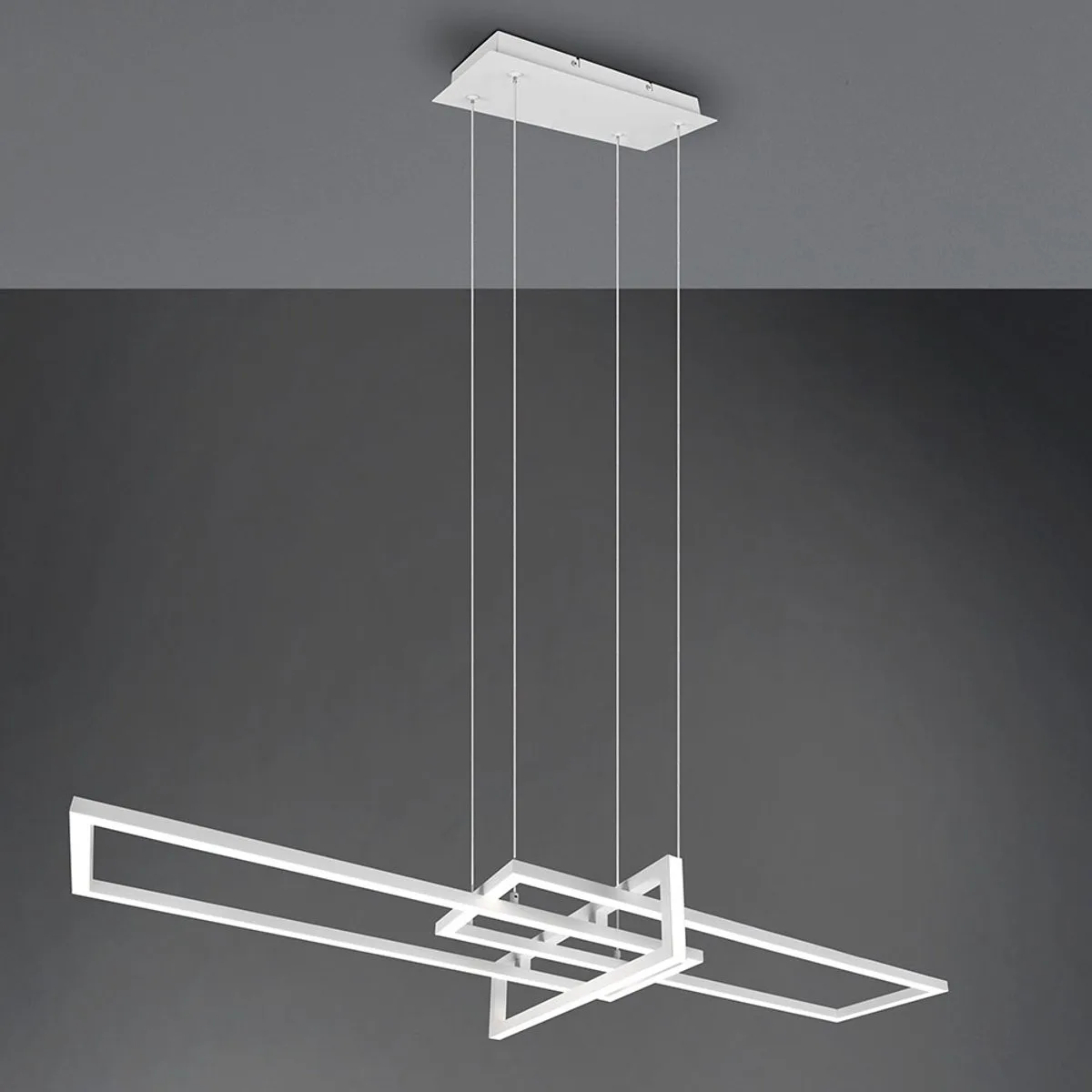 LED hanglamp eettafel dimbaar hanglamp woonkamer moderne LED plafondlamp eetkamer, met schakelaar dimmer in 1x 34W LED 4400lm 4000K, BxH 110 x 150 cm van Trio in Wit – productfoto