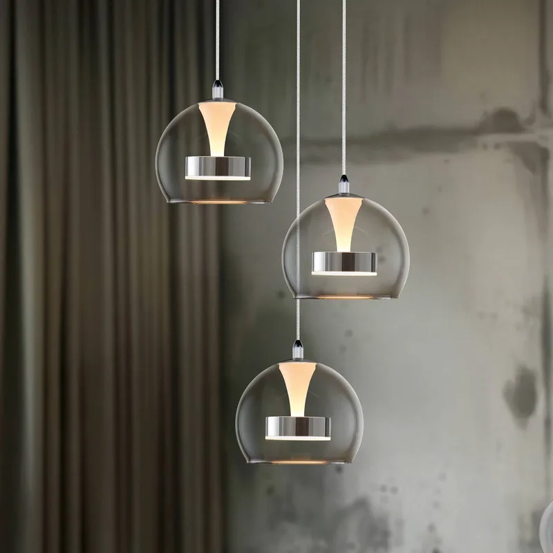 LED hanglamp Flynt, Ø 42 cm chroomkleurig, metaal CCT 3-lamps. de Trio en Chrome, Helder – photo produit