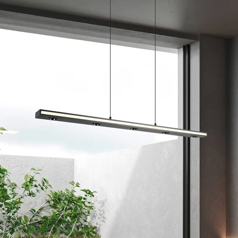 LED hanglamp Graham, zwart, metaal, up/down, CCT, dimmer de Trio en Zwart mat – photo produit