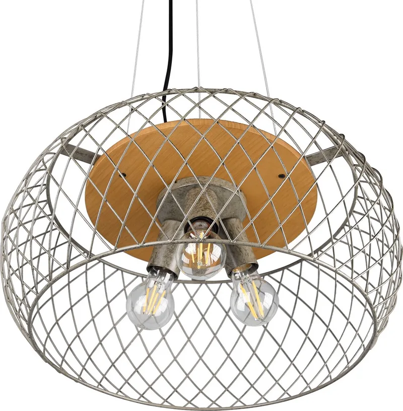 LED Hanglamp - Hangverlichting - E27 Fitting - 3-lichts - Rond - Antiek - Aluminium de Trio en Nikkel – photo produit