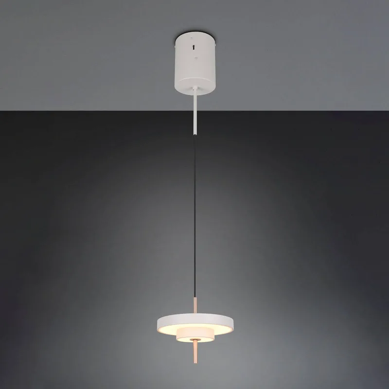 LED hanglamp Keaton, lichtgrijs, Ø 20 cm, metaal, CCT de Trio en Gris clair, Blanc – photo produit
