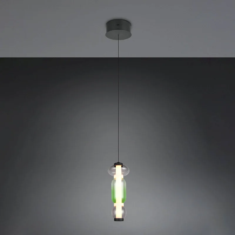 LED hanglamp Minerva, Ø 15 cm, kleurrijk, glas, CCT, dimbaar van Trio in Kleurrijk, Zwart – productfoto