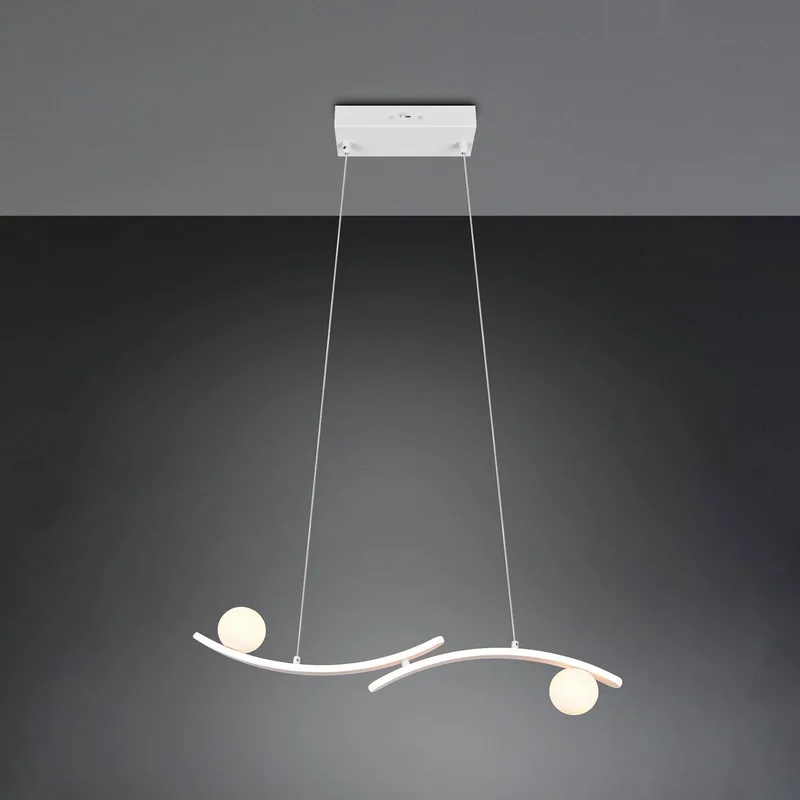LED hanglamp Napoli, mat wit, lengte 82 cm, metaal, CCT de Trio en Wit mat – photo produit