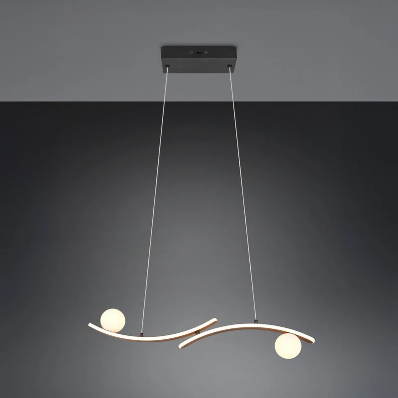 LED hanglamp Napoli, matzwart, lengte 82 cm, metaal de Trio en Zwart mat – photo produit