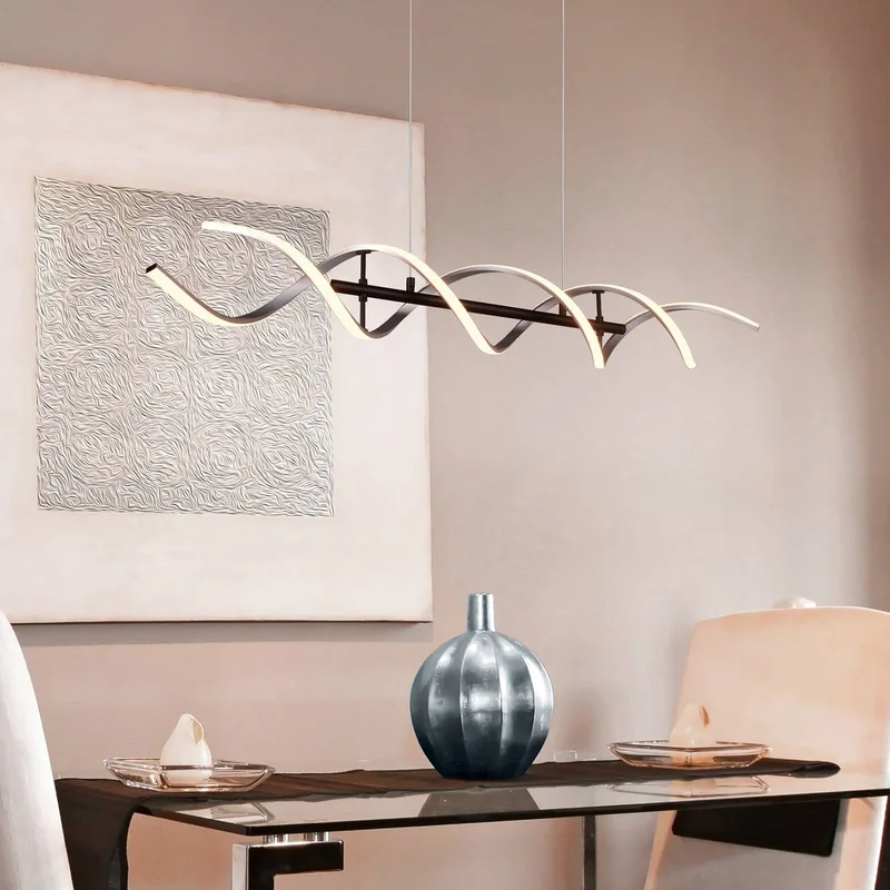 LED hanglamp Sequence, dimbaar, CCT, aluminium de Trio en Geborsteld aluminium – photo produit