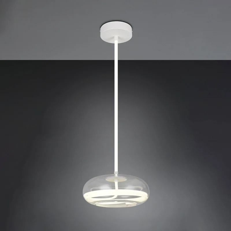LED hanglamp Tarsia, mat wit, Ø 40 cm, glas de Trio en Wit mat – photo produit