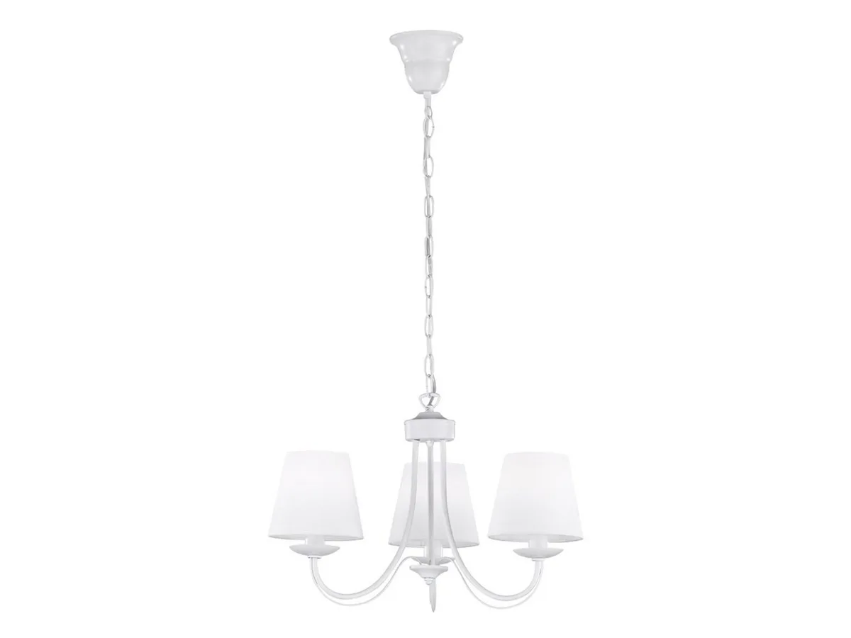 LED Kronleuchter, LED wechselbar, Warmweiß, kleine-r Vintage Leuchte hängend mit Stoff Lampenschirme-n, Ø 52cm by Trio in White – product photo