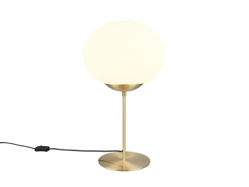 LED Nachttischlampe, Dimmfunktion, LED wechselbar, Warmweiß, Groß-e schöne Tischbeleuchtung Messing mit Glas-kugel, Höhe 52cm von Trio in Gold – Produktfoto