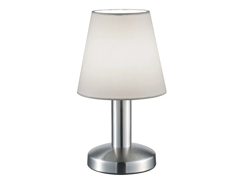 LED Nachttischlampe, Dimmfunktion, LED wechselbar, Warmweiß, klein-e Nachttisch-lampe Touch dimmbar Design-klassiker, Höhe 24cm de Trio en Argent, Blanc – photo produit