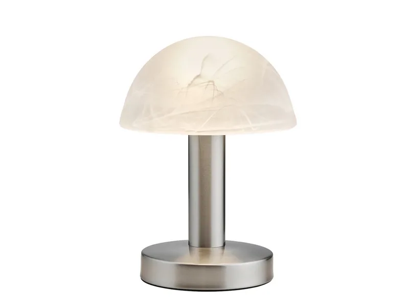 LED Nachttischlampe Touch Tischlampe mit E14 LED, Höhe 21cm, dimmbar, LED wechselbar, Warmweiß, kleine Pilz-Lampe, Designklassiker Tischleuchte inkl. E14 LED de Trio en Argent – photo produit