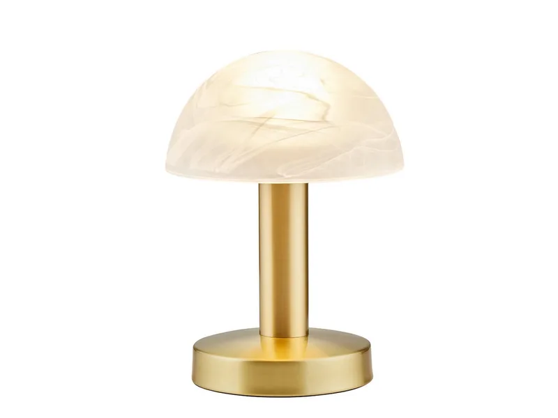 LED Nachttischlampe Touch Tischlampe mit E14 LED, Höhe 21cm, dimmbar, LED wechselbar, Warmweiß, kleine Pilz-Lampe, Designklassiker Tischleuchte inkl. E14 LED von Trio in Gold – Produktfoto
