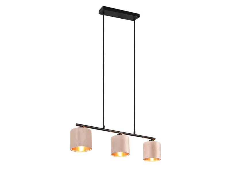 LED Pendelleuchte 3 Samt-Schirme Beige Gold, Breite 66cm, dimmbar, LED wechselbar, Warmweiß, dreiflammig Esszimmer-Lampe über Esstisch hängend, inkl. E14 LEDs fra Trio i Beige, Brun – produktbillede