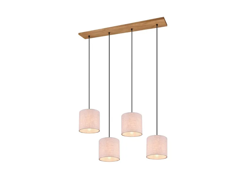 LED Pendelleuchte 4 Stoffschirme Breite 100cm, dimmbar, LED wechselbar, Warmweiß, mehrflammig, Esstisch-Lampe hängend, Esszimmerlampe inkl. E14 LEDs de Trio en Beige – photo produit