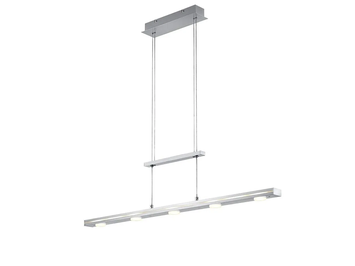 LED Pendelleuchte dimmbar & stufenlos höhenverstellbar, dimmbar, LED fest integriert, Neutralweiß, Warmweiß, Esszimmerlampe hängend moderne Küchenlampe über Kücheninsel, B: 100cm fra Trio i Sølv – produktbillede