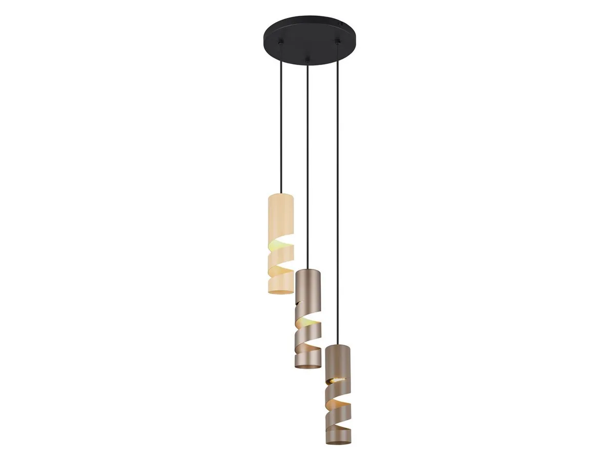 LED Pendelleuchte, Dimmfunktion, LED wechselbar, warmweiß, Cluster hängend über-n Esstisch-lampe & Treppenhaus dreiflammig, Ø28cm von Trio in Braun – Produktfoto
