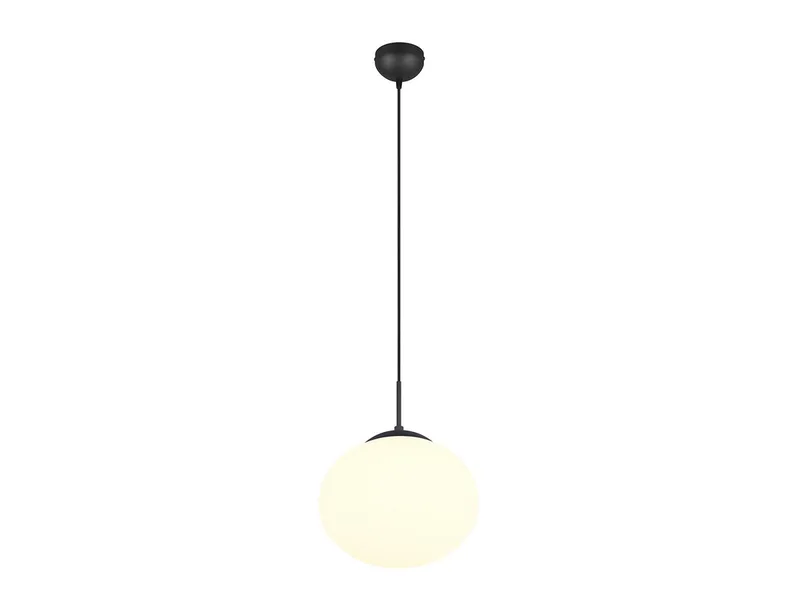 LED Pendelleuchte, Dimmfunktion, LED wechselbar, Warmweiß, klein-e Glas-kugel Lampe über-n Esstisch & Couchtisch hängend Ø 30cm de Trio en Noir – photo produit