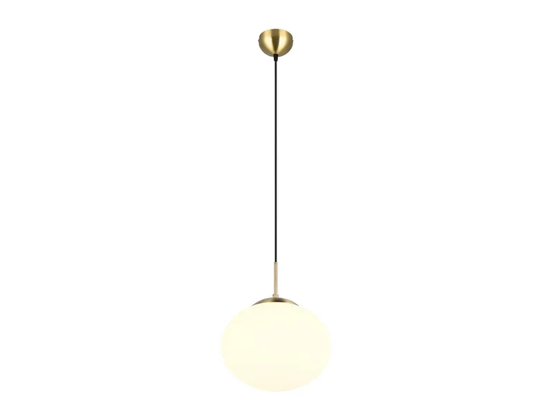LED Pendelleuchte, Dimmfunktion, LED wechselbar, Warmweiß, klein-e Glas-kugel Lampe über-n Esstisch & Couchtisch hängend Ø 30cm von Trio in Gold – Produktfoto