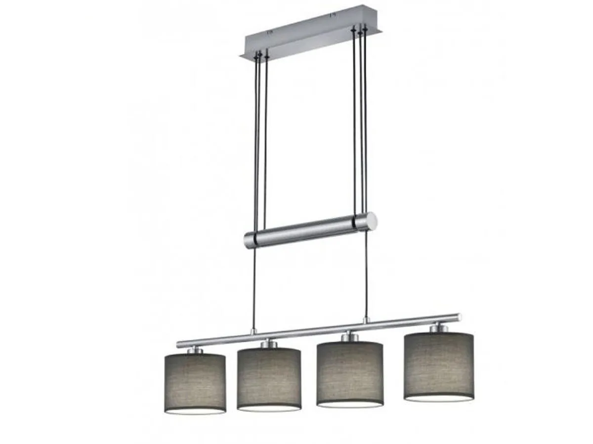 LED Pendelleuchte, Dimmfunktion, LED wechselbar, Warmweiß, Zugpendelleuchten höhenverstellbar Stoff-lampe ausziehbar, Breite 80cm de Trio en Gris – photo produit