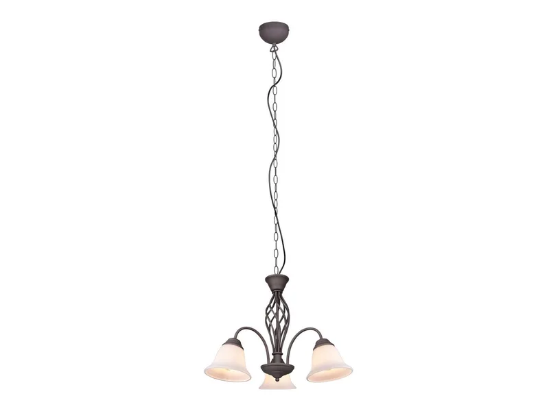 LED Pendelleuchte dreiflammig Ø 55cm inkl. E14 LEDs, LED wechselbar, Warmweiß, große Landhausstil Esstisch-Lampe, Esszimmerlampe hängend de Trio en Marron – photo produit