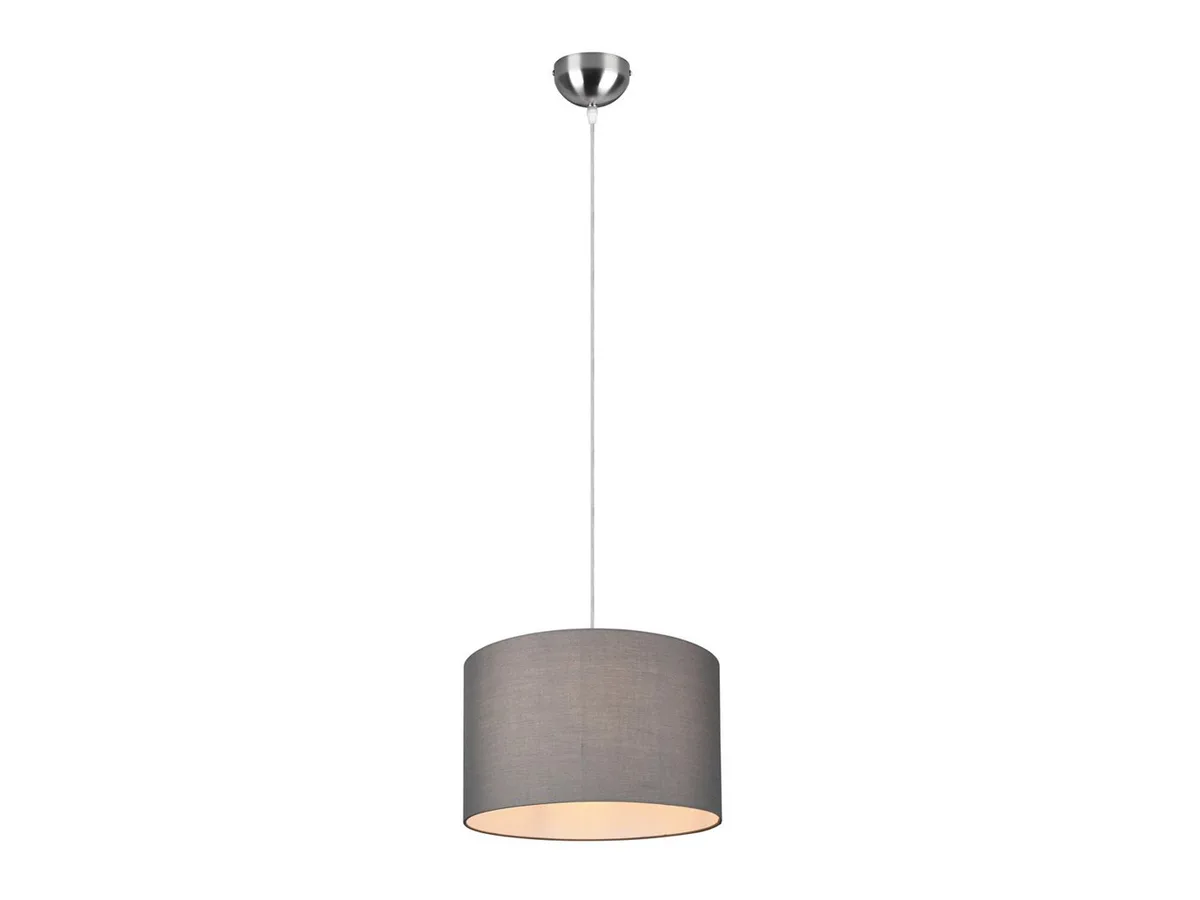 LED Pendelleuchte einflammig mit Stoff Lampenschirm Ø 40cm, Dimmfunktion, LED wechselbar, Warmweiß, Esszimmerlampe für Esstisch hängend, Designklassiker Hängelampe från Trio i Grå – produktbild