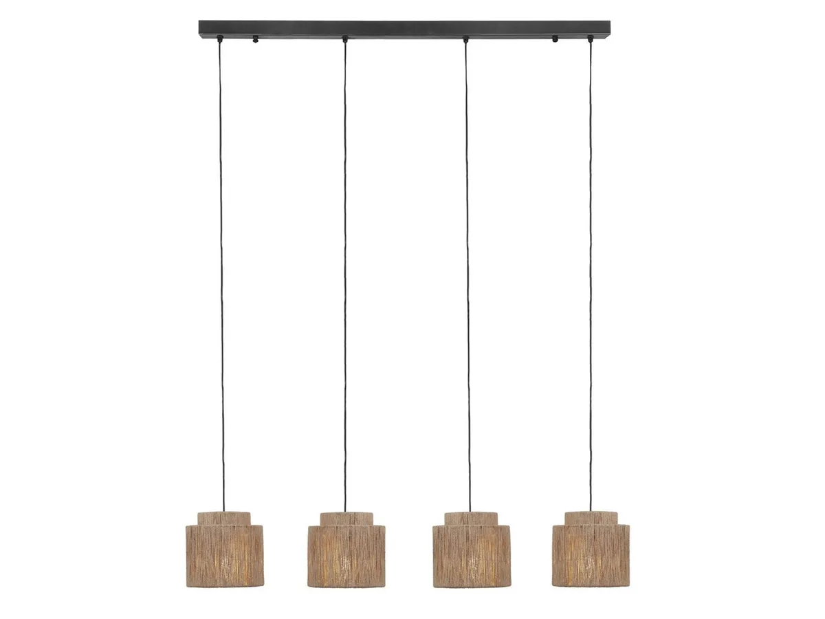 LED Pendelleuchte geflochten aus Jute Natur, Breite 115cm, dimmbar, LED wechselbar, warmweiß, mehrflammig-e Esszimmerlampe hängend Wohnzimmerlampe mit E27 LED de Trio en Beige – photo produit