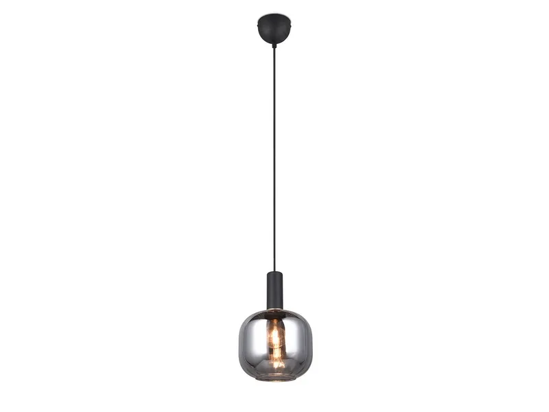 LED Pendelleuchte Glas Lampenschirm Chrom bedampft Ø 20cm, dimmbar, LED wechselbar, warmweiß, kleine Esstischlampe hängend einflammig-e Küchenlampe mit E27 LED de Trio en Noir – photo produit