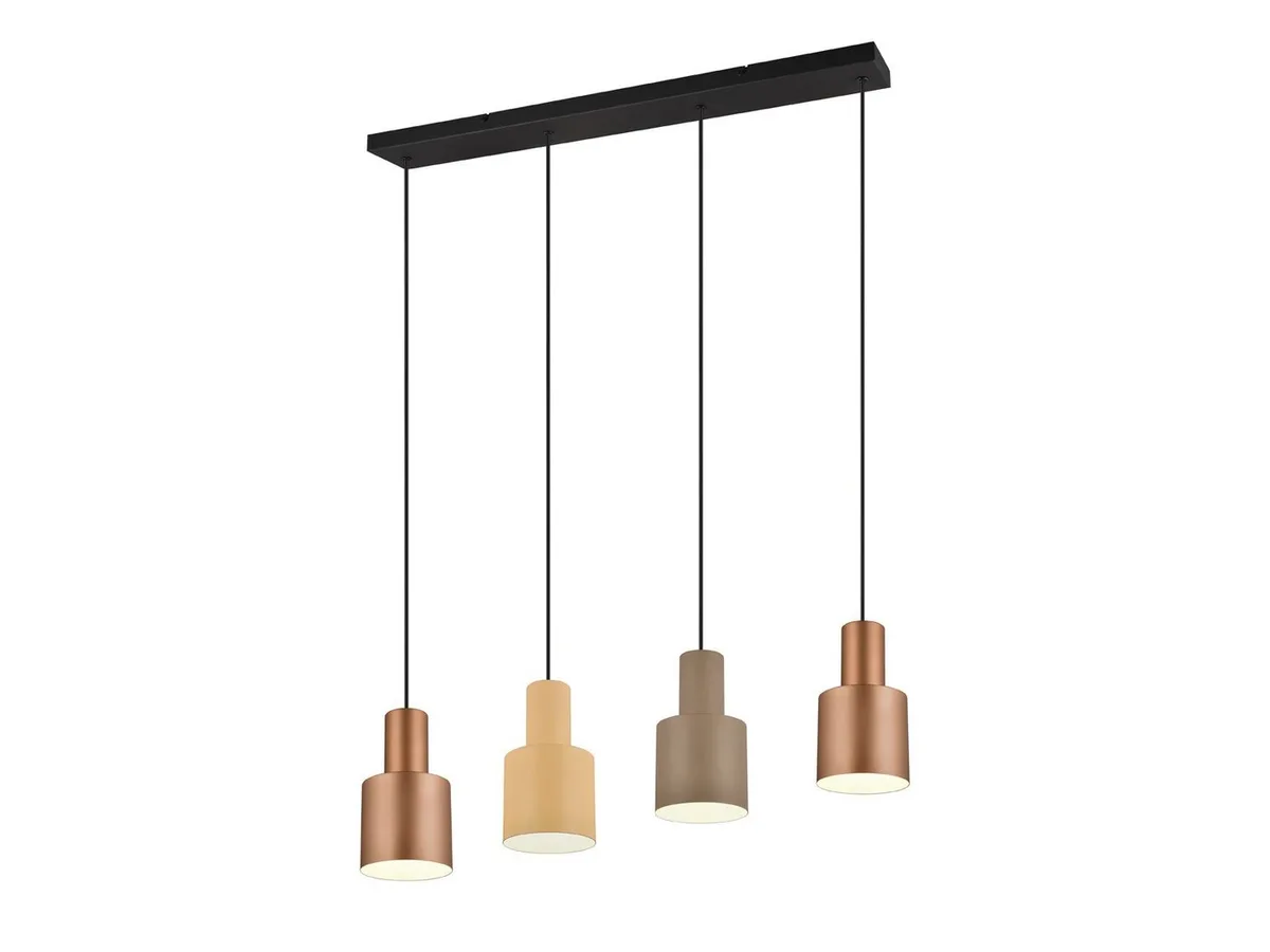 LED Pendelleuchte mehrflammig aus Metall, Breite 87cm, dimmbar, LED wechselbar, warmweiß, Retro Esstisch-lampe hängend über Kücheninsel 4-flammig, mit E27 LED fra Trio i Brun, Flerfarvet, Sort – produktbillede
