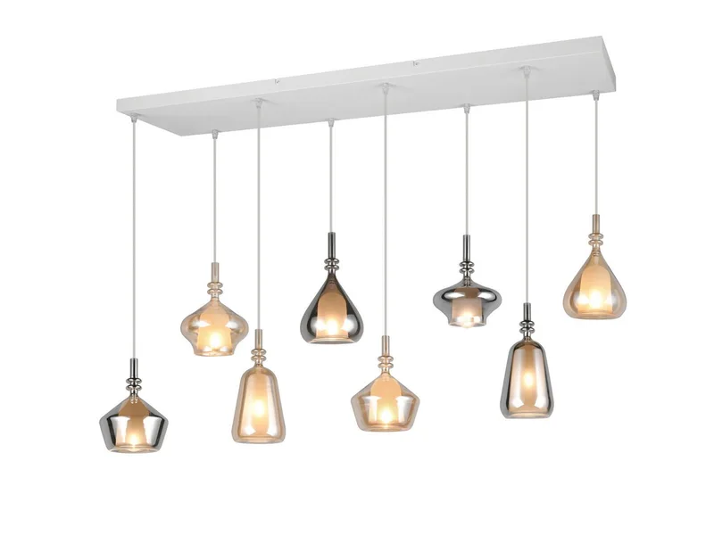 LED Pendelleuchte mehrflammig Lampenschirme Glas B: 125cm, dimmbar, LED wechselbar, warmweiß, groß-e Designer Hängelampe hängend Esstisch & Kochinsel, inkl. E14 LED by Trio in Brown – product photo