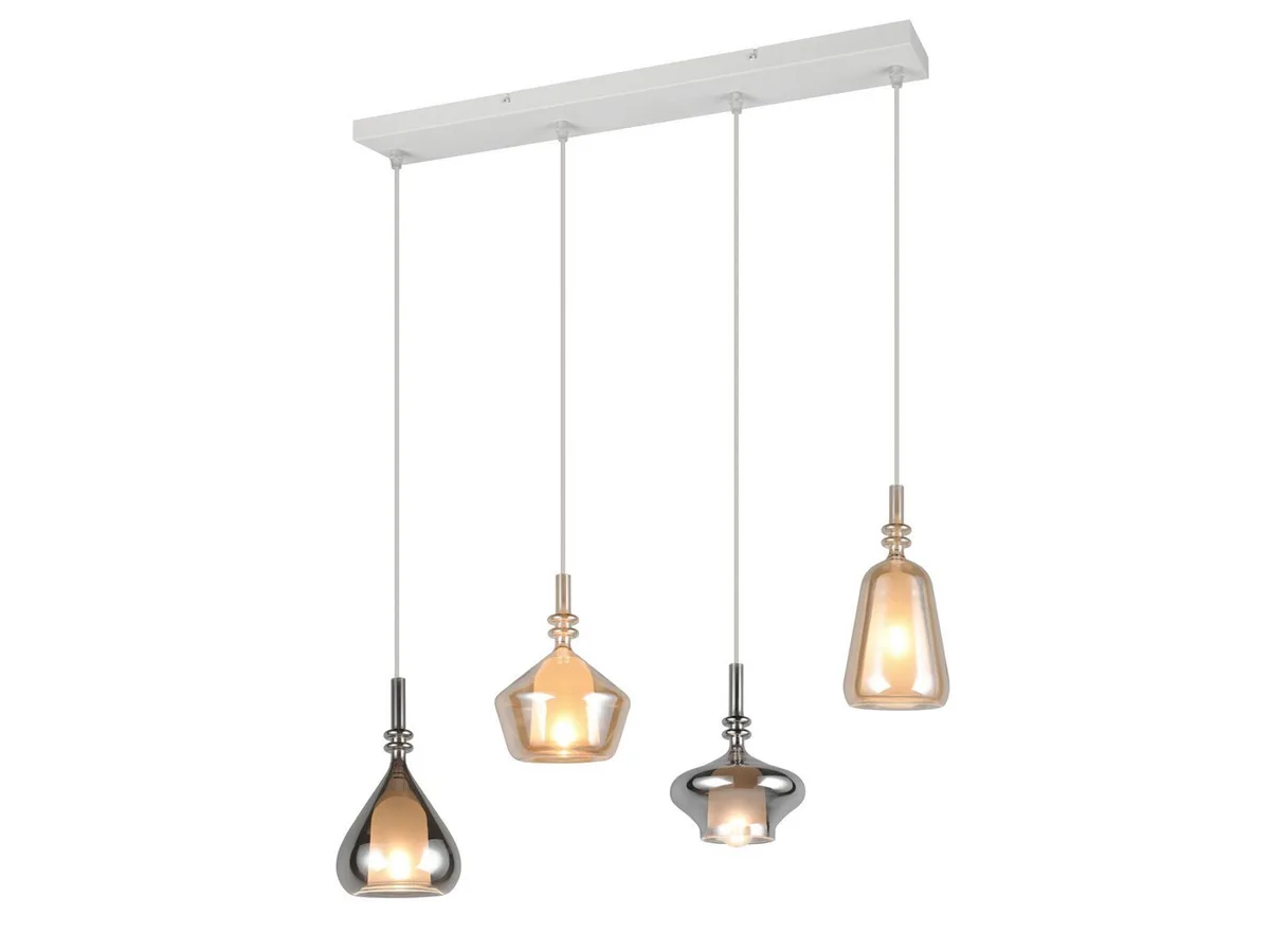 LED Pendelleuchte mehrflammig Lampenschirme Glas B: 74,5cm, dimmbar, LED wechselbar, warmweiß, Designer Hängelampe hängend Esstisch & Kücheninsel, inkl. E14 LED von Trio in Braun – Produktfoto