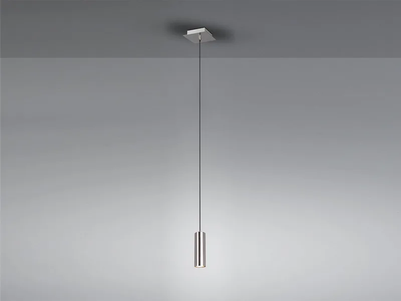 LED Pendelleuchte Metall Silber Ø 6cm inkl. GU10 LED, dimmbar, LED wechselbar, Warmweiß, kleine Esstisch-Lampe einflammig hängend, für Kücheninsel & Nachttisch de Trio en Argent – photo produit 3 sur 5