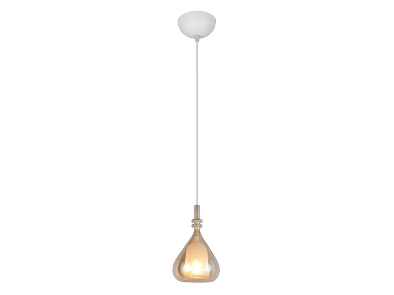 LED Pendelleuchte mit Glas Lampenschirm Bernstein Ø 16cm, dimmbar, LED wechselbar, warmweiß, klein-e Hängelampe einflammig hängend über Esstisch & Bett mit E14 LED von Trio in Braun – Produktfoto