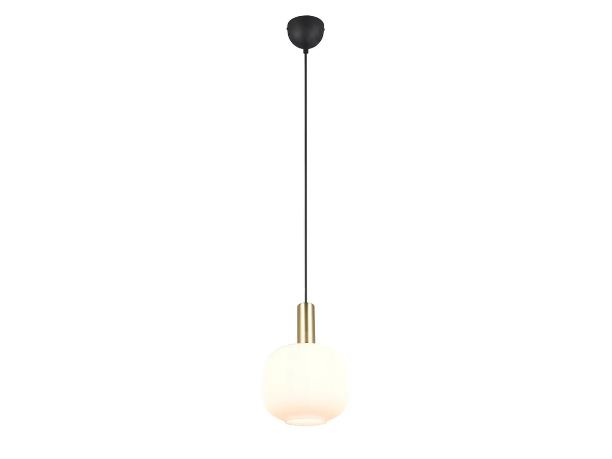 LED Pendelleuchte mit Lampenschirm aus Glas, Ø 20cm, dimmbar, LED wechselbar, warmweiß, kleine Esszimmer-lampe hängend einflammig Küchenlampe mit E27 LED van Trio in Wit – productfoto