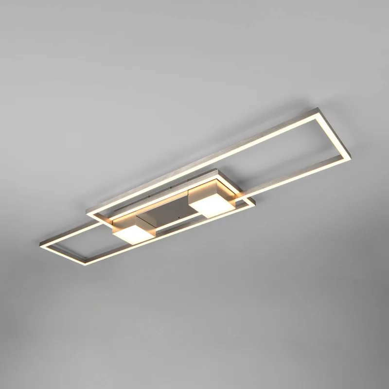 LED plafondlamp Albany, nikkel, 100 x 28 cm, aluminium CCT dimbaar fra Trio i Mat nikkel – produktbillede