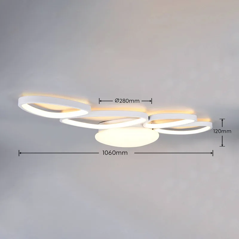 LED plafondlamp Amelio, wit, 102 cm, CCT, afstandsbediening von Trio in Mat wit – Produktfoto