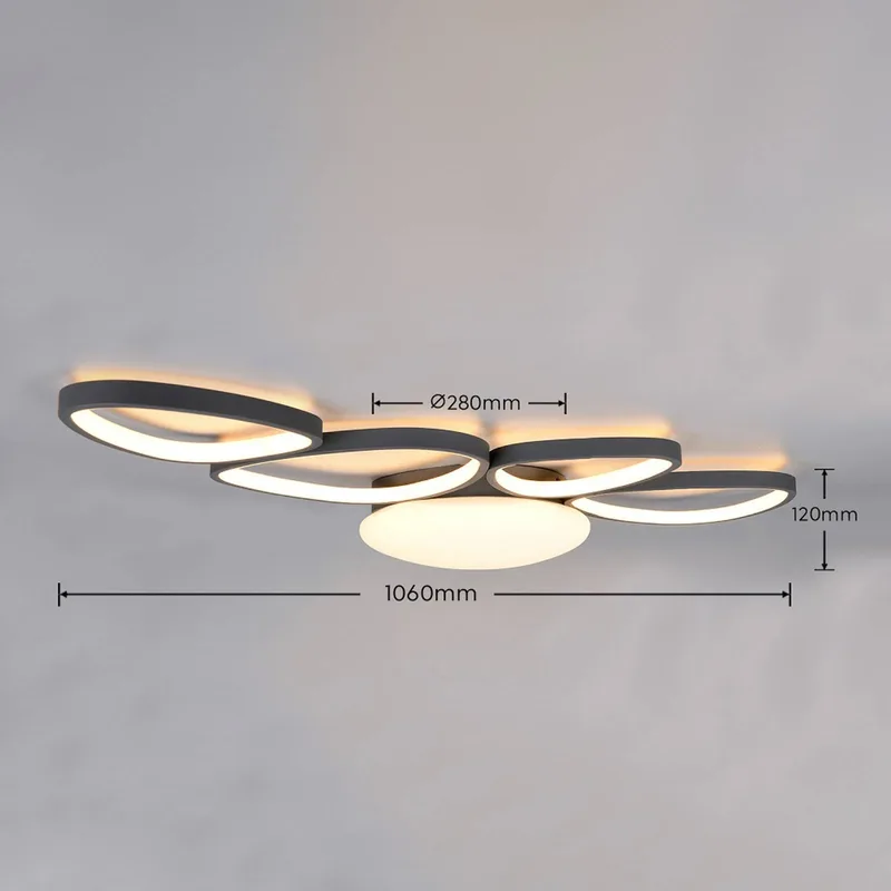 LED plafondlamp Amelio, zwart, 102 cm, CCT, afstandsbediening från Trio i Mat wit – produktbild