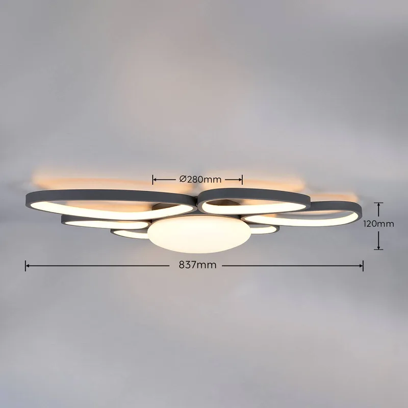 LED plafondlamp Amelio, zwart, 85 cm, CCT, afstandsbediening fra Trio i Mat wit – produktbillede
