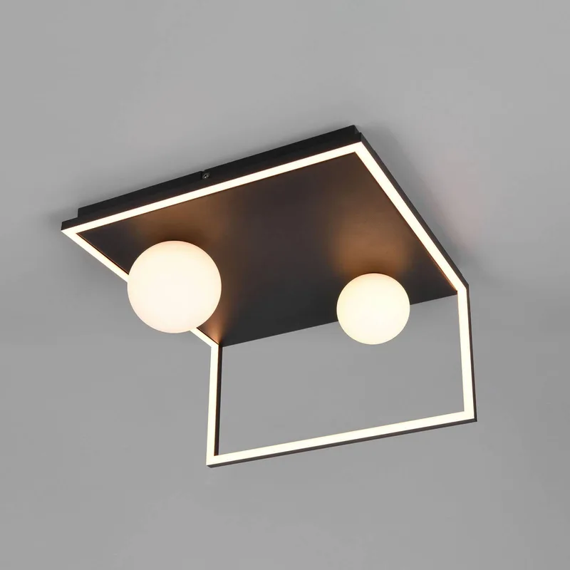 LED plafondlamp Arola, matzwart, breedte 37 cm, metaal de Trio en Zwart mat – photo produit