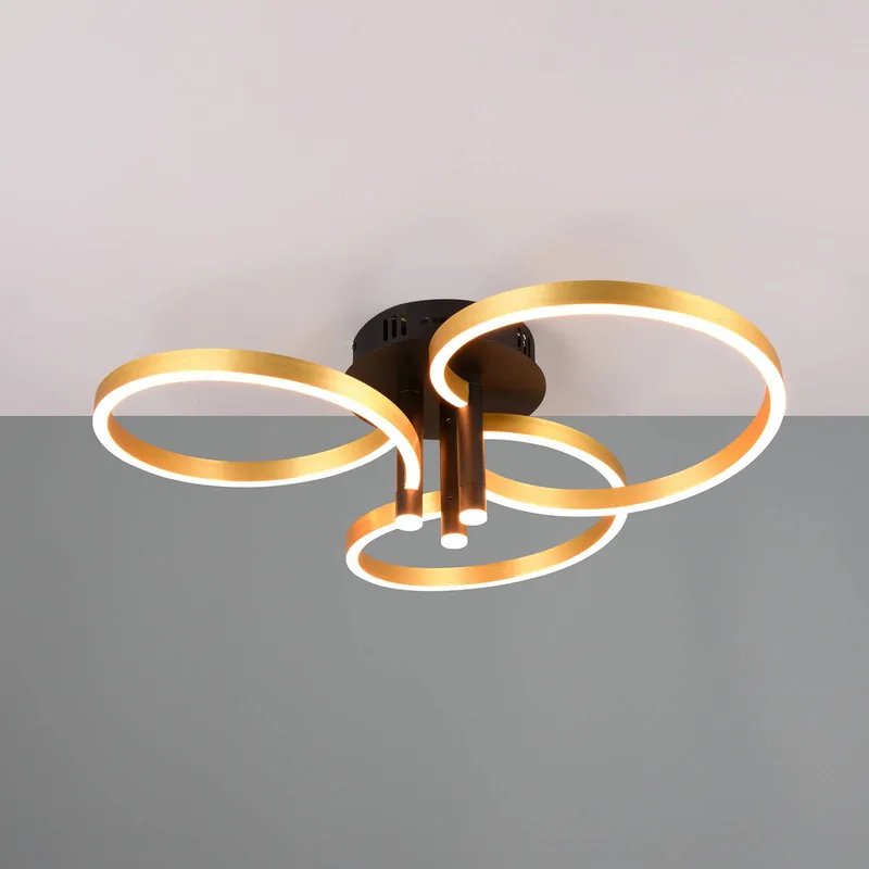 LED plafondlamp Caruso, goud/zwart, Ø 66 cm metaal CCT dimbaar von Trio in Gold, Schwarz – Produktfoto