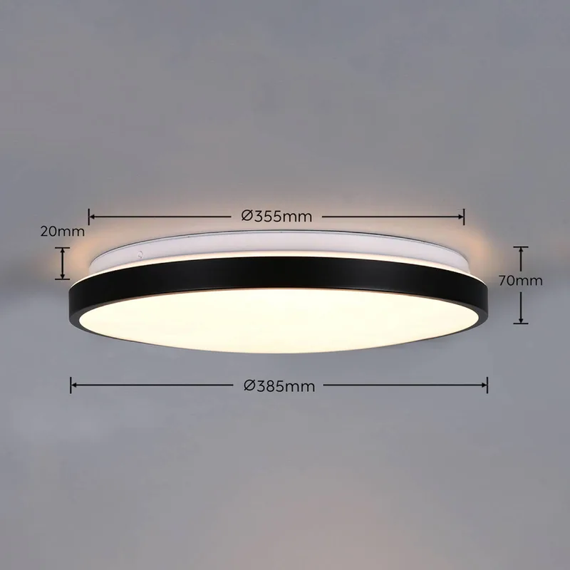 LED plafondlamp Fena, matzwart, Ø 38 cm, metaal, IP44 fra Trio i Matzwart, Hvid – produktbillede