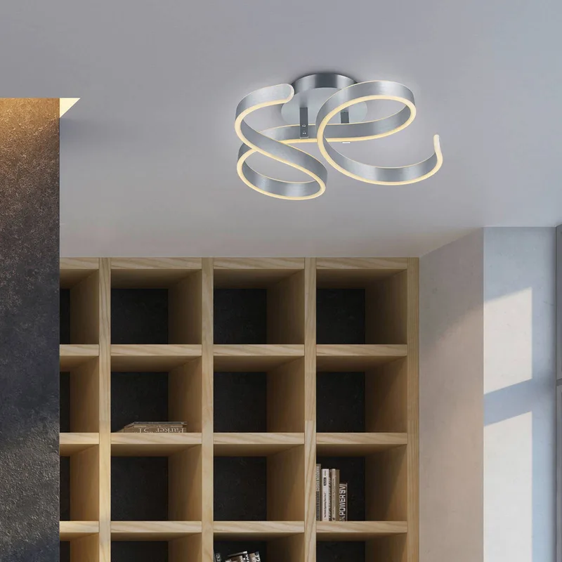 LED plafondlamp Francis, aluminium geborsteld de Trio en Geborsteld aluminium – photo produit