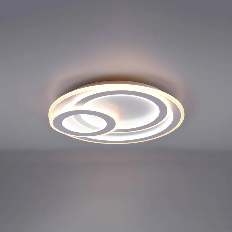LED plafondlamp Mita met afstandsbediening, CCT, rond de Trio en Wit mat, Gris – photo produit
