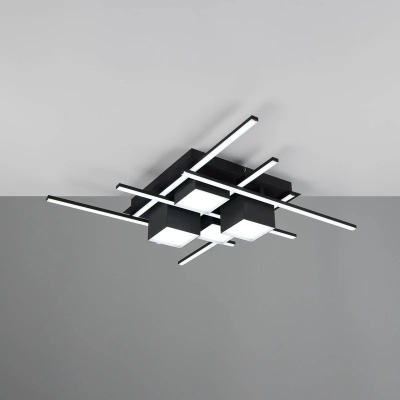 LED plafondlamp Roger, metaal, CCT, afstandsbediening. by Trio in Zwart mat – product photo