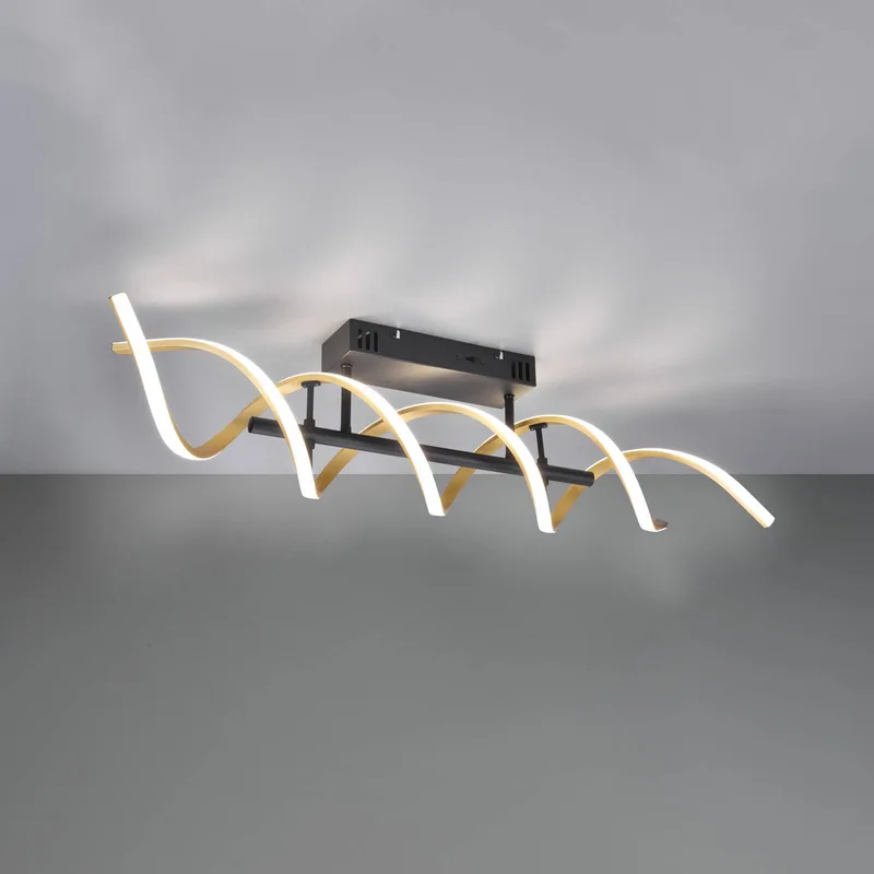LED plafondlamp Sequence, dimbaar, CCT, messing fra Trio i Mat messing, Sort – produktbillede