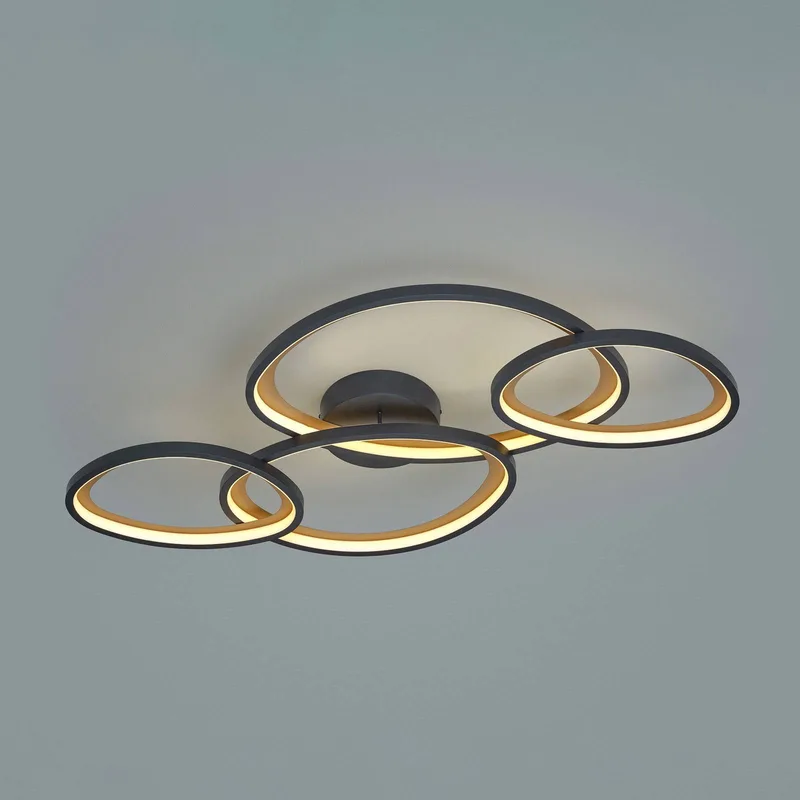 LED plafondlamp Sivo, lengte 103 cm, metaal CCT van Trio in Matzwart – productfoto