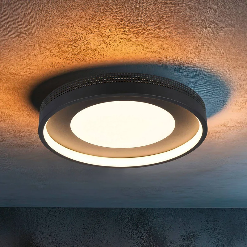 LED plafondlamp Solea, matzwart, Ø 40 cm, kunststof de Trio en Zwart mat – photo produit